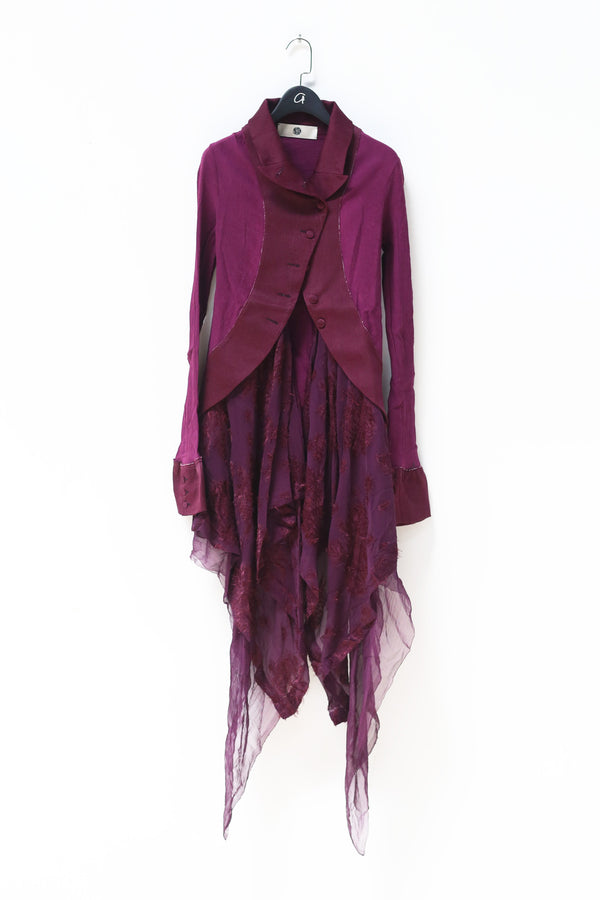 Marc Le Bihan Silky Long Sleeve Jacket Collection Highly Handcrafted France MLB-22914-ZI Purple PMLB3